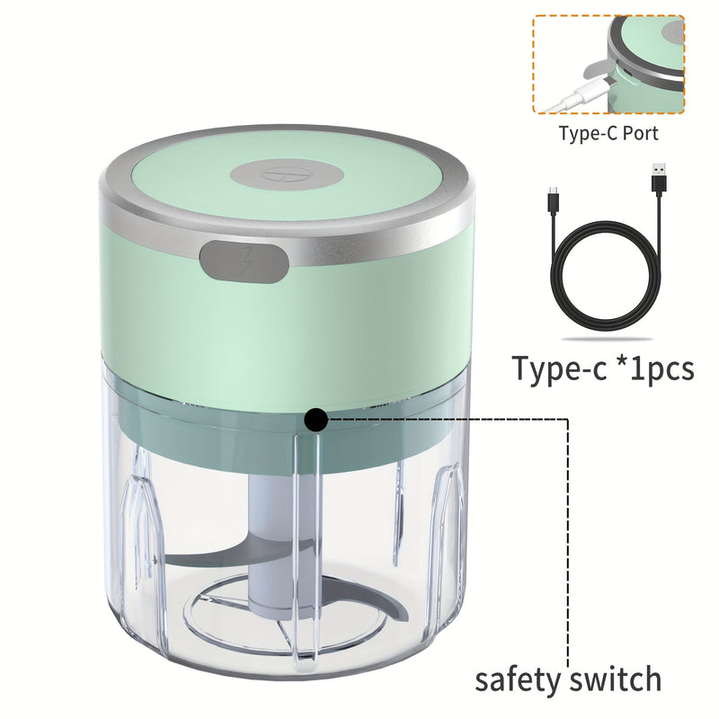 Molider de ajo eléctrico automático de 8,45 onzas y molinillo de carne - Procesador de alimentos multifuncional para cocina con batería recargable, portátil para moler carne, rellenar y más, preparación de alimentos | Gadget de cocina moderno | Cuerpo de