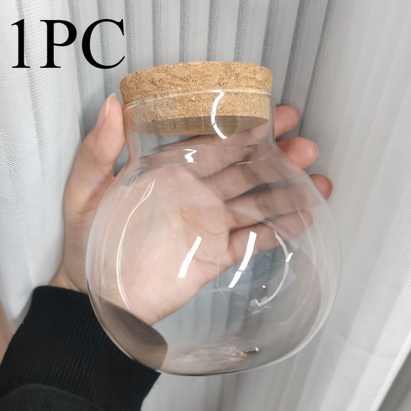 Tarro de Almacenamiento de Vidrio Hermético con Tapa de Corcho - Libre de BPA, Contenedor Redondo Multiusos para Té, Snacks y Más - Organizador de Cocina Fácil de Limpiar