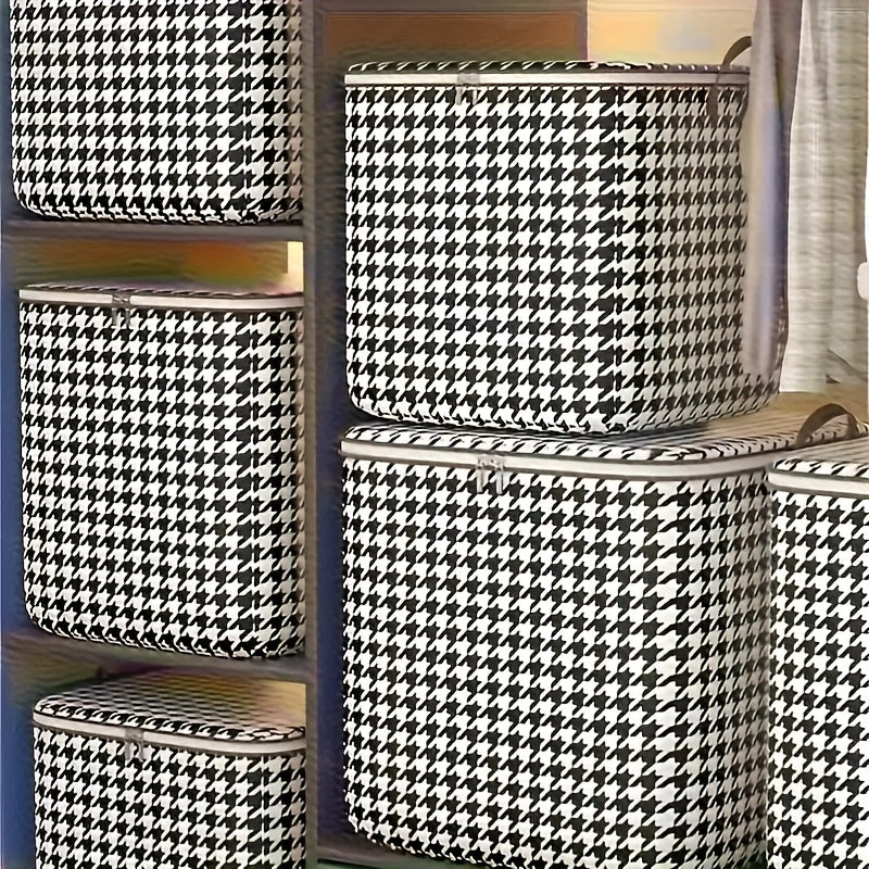 Juego de 3 piezas de caja de almacenamiento extra grande de 1800 litros, tejido a cuadros, reforzado, capacidad de almacenamiento grande para ropa, cubierta de almacenamiento, caja de almacenamiento a prueba de polvo y almacenamiento de bolsas, cesta de