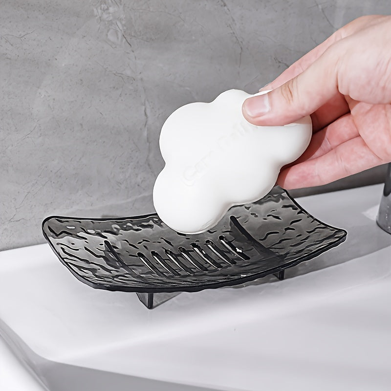 1 pieza Jabonera de plástico con drenaje, caja de almacenamiento de jabón para el hogar sin perforaciones, accesorios creativos para el baño y la cocina.