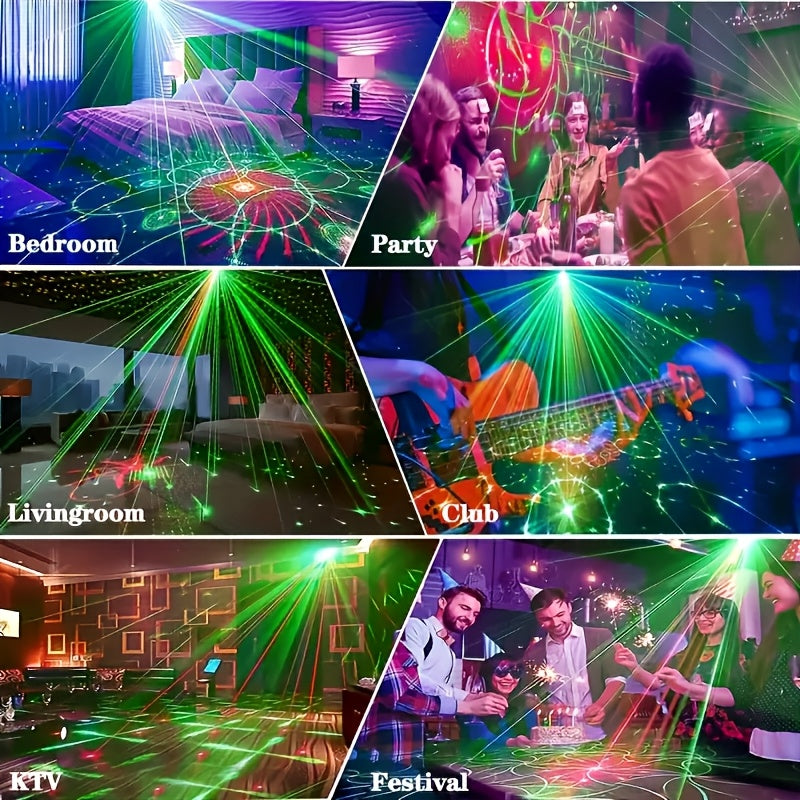 1 luz láser cilíndrica USB, luz disco con cambio de color y control por voz, múltiples modos con efecto flash, ideal para fiestas DJ, escenarios, celebraciones de Navidad