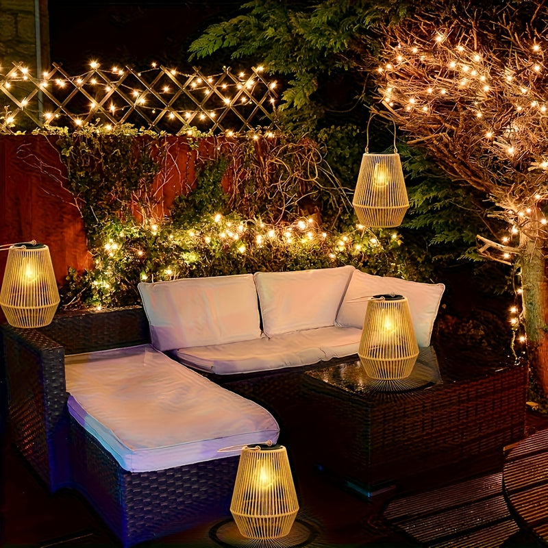 Lámparas solares para exteriores con brillo cálido - Luces de patio de jardín duraderas de plástico para barbacoa, césped y decoración de patio, instalación fácil con tiras adhesivas, decoración de patio al aire libre, iluminación de césped, iluminación