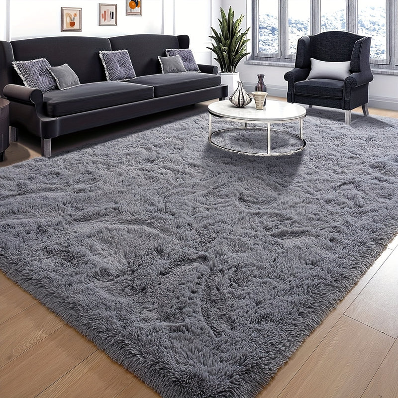 1 Pieza, Alfombra De Sala De Estar De Felpa Sólida Teñida En Tonos Oscuros, Suave Y Esponjosa, Mejorada, Decorativa Y De Gran Tamaño, Duradera Y Fácil De Mantener Limpia, Junto Al Sofá De La Sala De Estar Y Al Lado De La Cama Del Dormitorio
