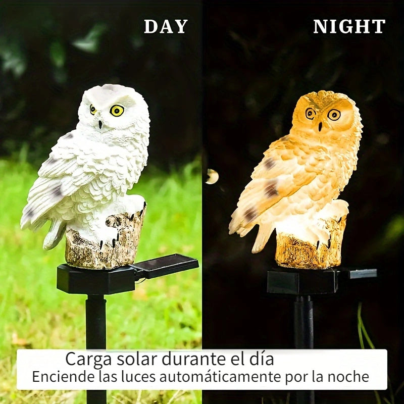 1 lámpara solar LED de búho, luz de jardín de resina, decoración para patio o jardín