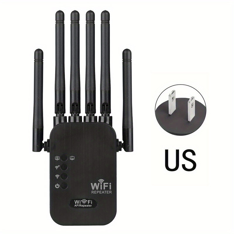Momotor-WIFI Extensor - Amplificador de Señal WiFi 2.4GHz con 6 Antenas, Compatible con WIFI6-300Mbps y Puerto Ethernet - Adaptador sin varillas de Largo Alcance para Uso Doméstico