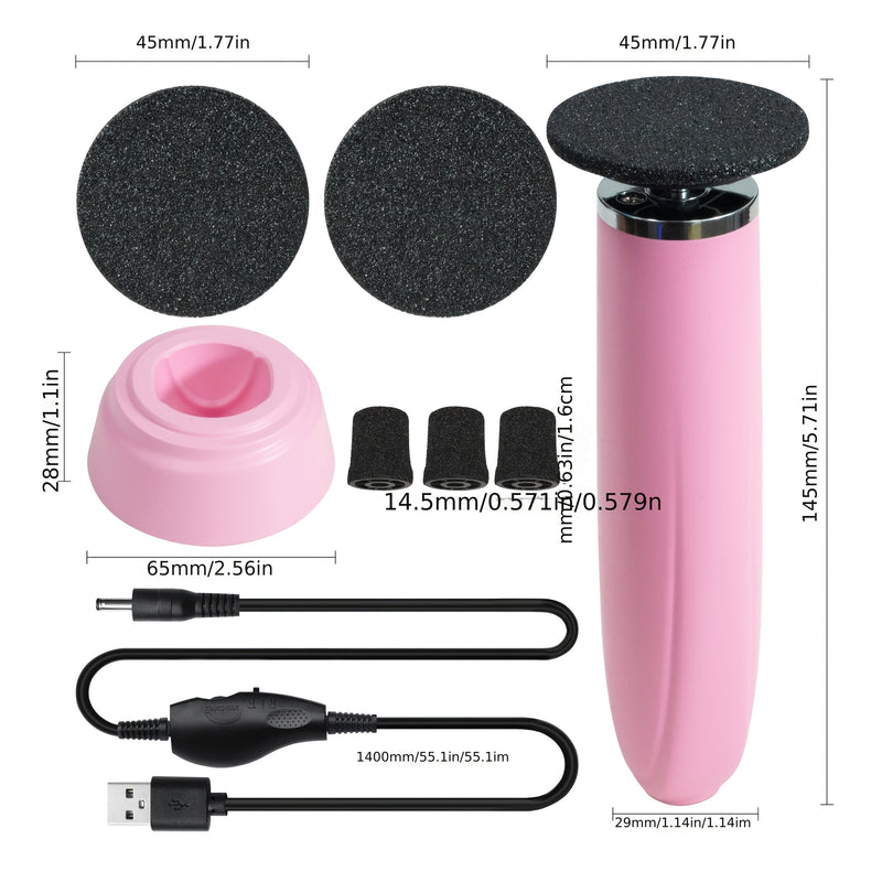 Removedor eléctrico de callos con velocidad ajustable, 3 almohadillas de lijado y 3 cabezales para uñas – Herramienta multiusos para pedicura, exfoliación y eliminación de piel muerta, acabado metálico para hombres y mujeres