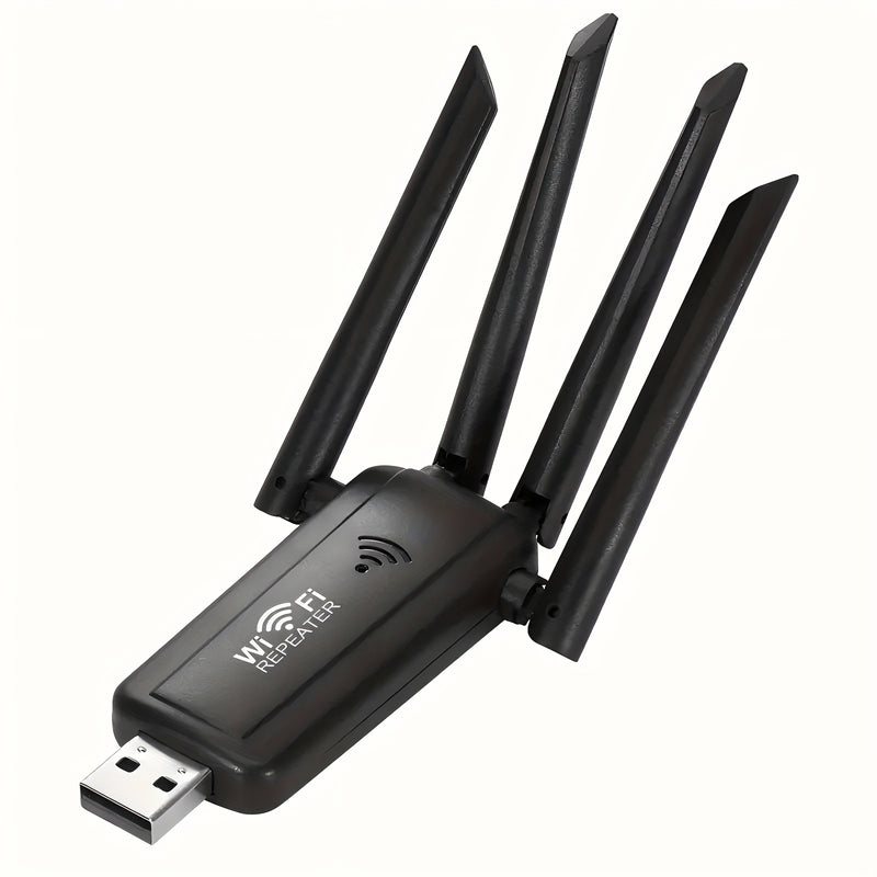 1 pieza de acelerador de red, repetidor con cuatro antenas, red mejorada de canal único 2.4G, conexión conveniente, conexión inalámbrica, 300 Mbps, adecuado para hogares y áreas de oficina, disponible en negro y blanco.