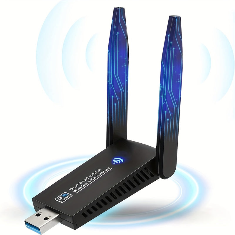 Tarjeta de Red Inalámbrica AC1300m USB para Win10, Tarjeta de Red sin Disco, Receptor y Transmisor WiFi, Conectividad Inalámbrica|Antenas Elegantes|Carcasa Duradera