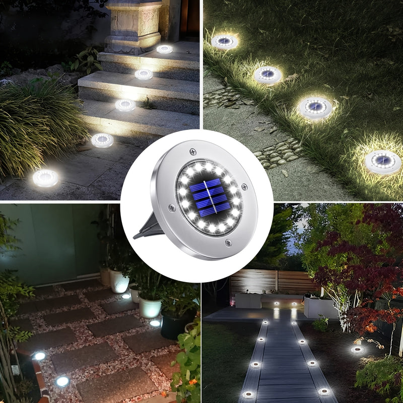 4/8/16 piezas de luces solares para tumbas con 16 LED, luces solares para jardín, camino, césped, entrada o pasillo