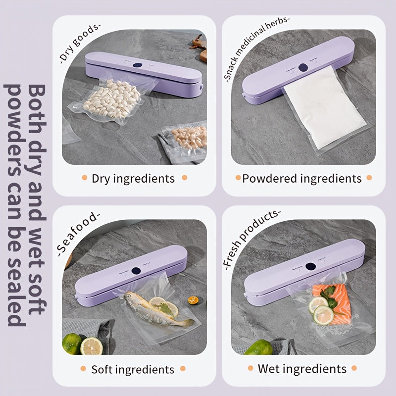 Máquina de sellado inteligente con pantalla LED mejorada, con gran capacidad de almacenamiento - Recargable por USB, batería de litio, eficiente para la conservación de alimentos, organización de la cocina | Accesorio de cocina moderno | Dispositivo reca