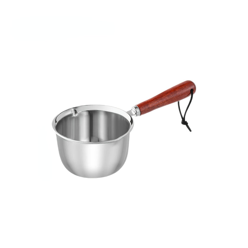 Mini Olla para Derretir Mantequilla de Acero Inoxidable Versátil - Ideal para Chocolate, Queso y Tortillas | Impermeable con Mango de Madera Antiquemaduras y Almacenamiento Conveniente