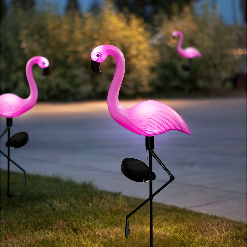 1/3pcs Luces Solares Exteriores de Flamenco para Jardín, Luz LED de Estaca para Camino, Césped, Paisaje, Decoración Festiva