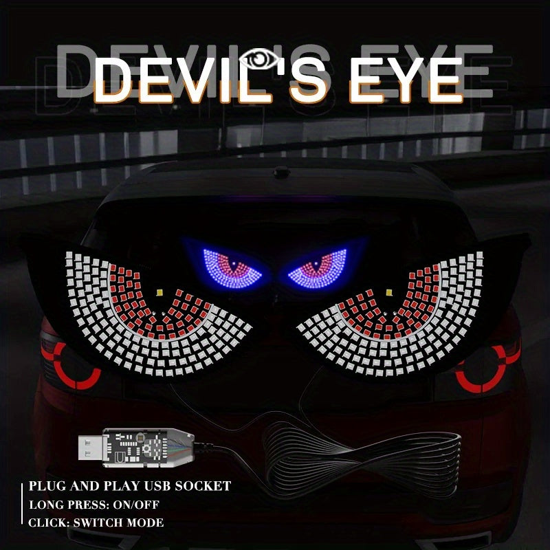 Conjunto de Luces Expresivas para Coche con Ojos del Diablo en LED, Lámparas Decorativas para Camiones y Autos con Conexión USB