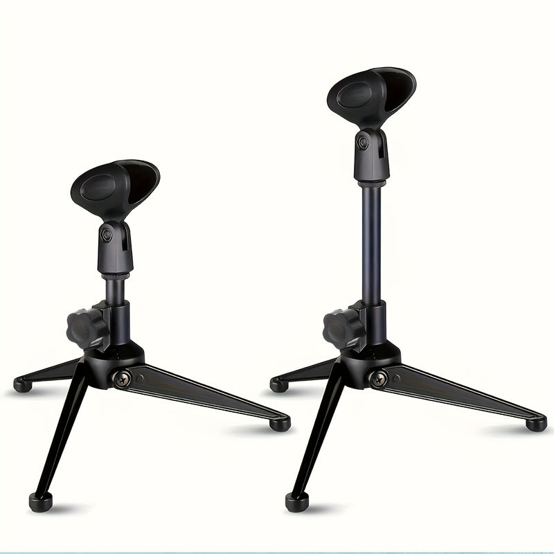 Soporte de micrófono de escritorio plegable y portátil con trípode, soporte para micrófono de escritorio, base triangular sólida, altura retráctil del soporte triangular, gran compatibilidad, adecuado para grabaciones, podcasts, transmisiones en vivo, co