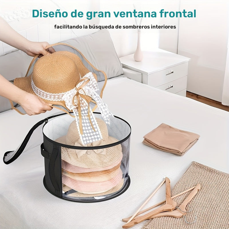 Caja de almacenamiento para sombreros extra grande, organizador de plástico resistente para sombreros de vaquero, playa y sol, liviana, resistente a manchas, con ventana transparente, cierres dobles, asas reforzadas, ideal para ropa, juguetes, accesorios