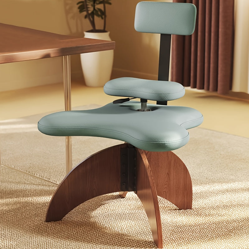 Silla de oficina de 1 pieza con altura ajustable y soporte lumbar ergonómico - Marco de metal, base de madera de corcho, forro negro, ideal para uso en casa y oficina, opción de asiento versátil | Silla de oficina moderna | Altura ajustable del asiento