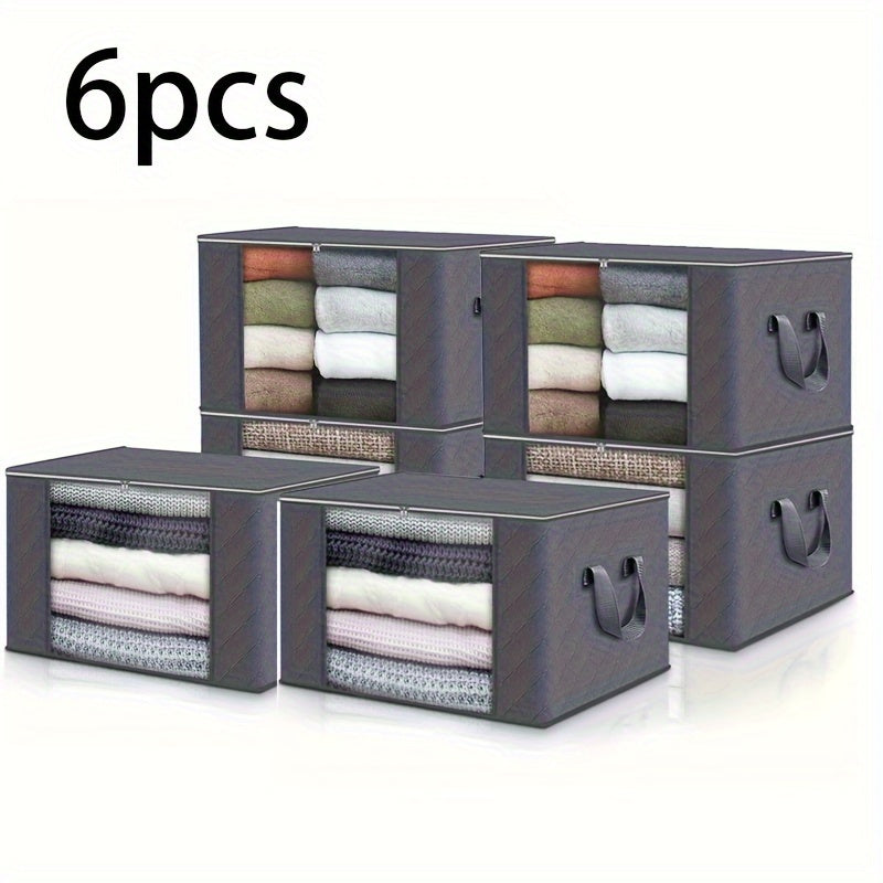 3/6pcs Bolsas de Almacenamiento de Tela Plegables de Gran Capacidad - Organizador Colapsable para Ropa, Mantas y Toallas - Perfecto para Dormitorio, Armario, Residencia Universitaria, Spa y Organización de Guardarropa, Solución de Almacenamiento para Dor