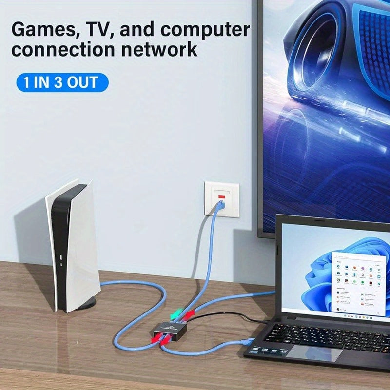 Divisor Gigabit Ethernet 1000Mbps de 1 a 2/3/4 RJ45 para Computadora/Hub/Empalmeador/Ruta/Caja Set-Top/Digital TV