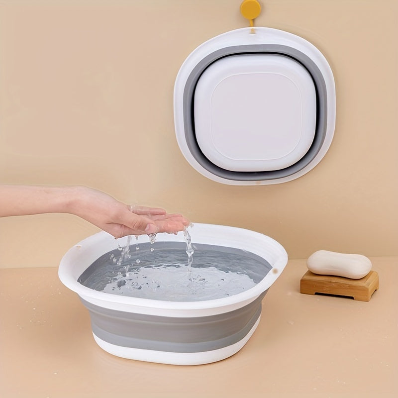 Baño de pies plegable, portátil con tapa, lavabo, adecuado para baño, sala de estar, dormitorio, baño de pies plegable cuadrado