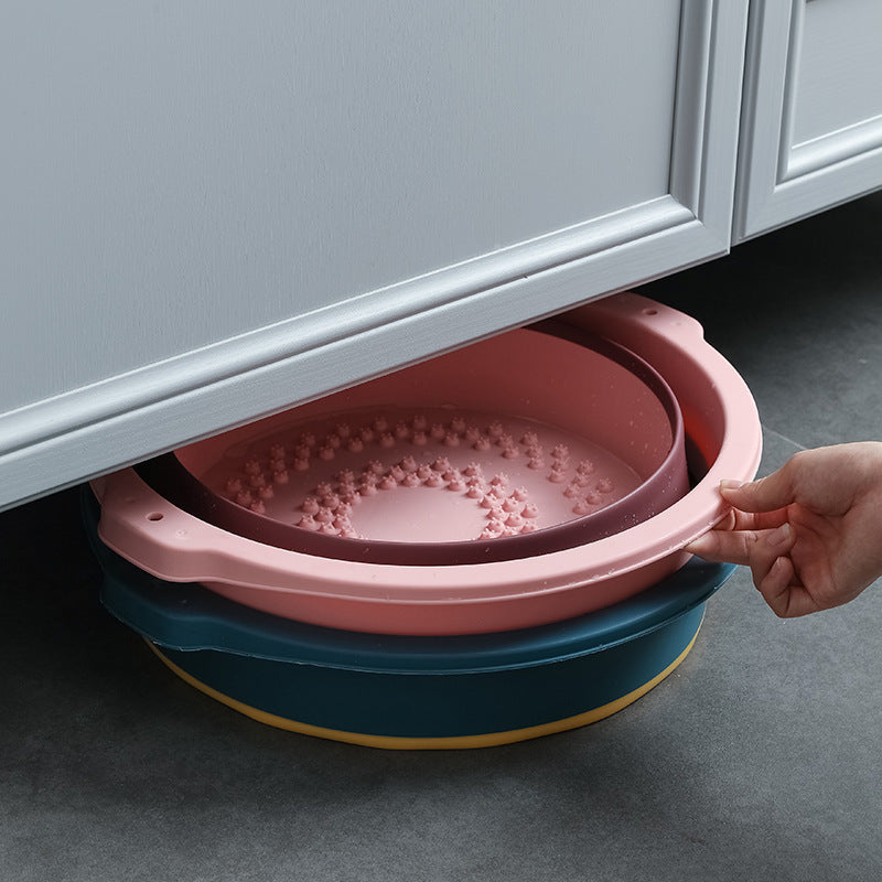 Bañera Portátil Plegable para Masajes de Pie con Relieve, Cuenca Profunda para Uso en Hogar y Residencia Estudiantil