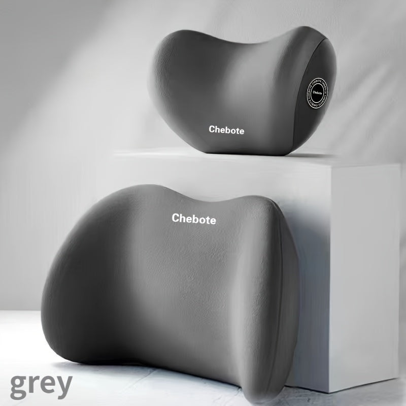 Juego de 2 Almohadas Ergonómicas para Soporte del Cuello y Lomos en el Asiento del Coche - Soporte Cervical de Esponja Ajustable con Almohada de Respaldo para Viajes Largos - Accesorios Cómodos para Viajar, Reduce la Incomodidad, Fibra de Poliéster Tejid