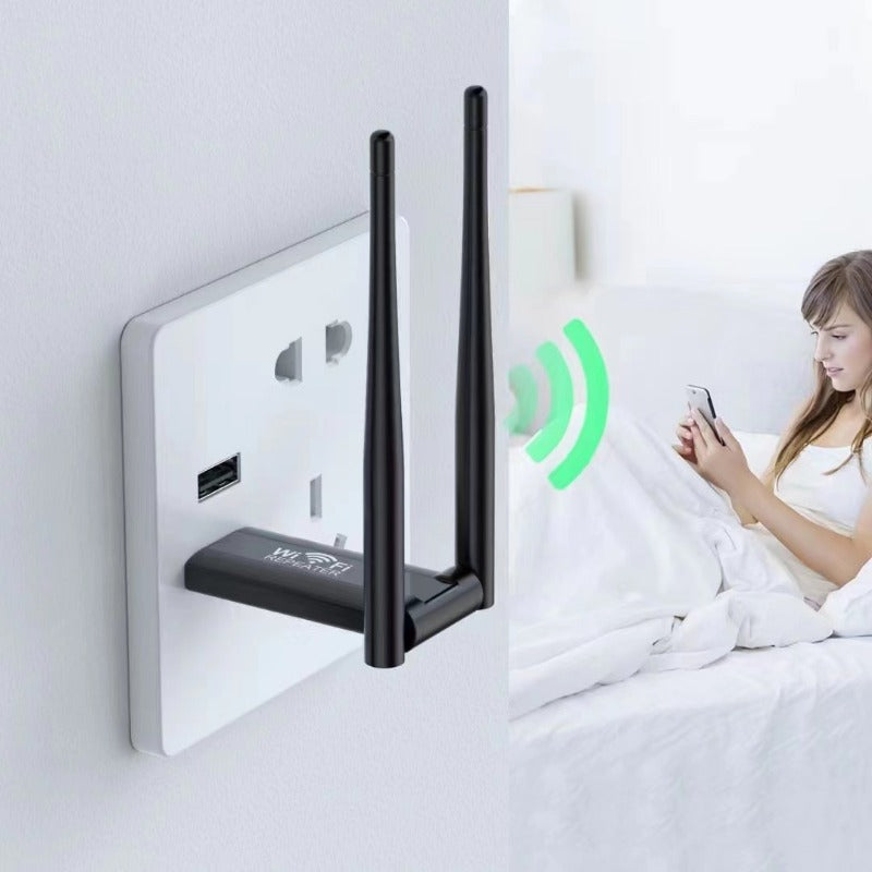 Amplificador de Wi-Fi OURLIFE de Alta Velocidad, Tarjeta de Red Inalámbrica USB de 300Mbps, Banda de 2.4GHz, Configuración con Un Clic, Cobertura Completa para Estabilidad Mejorada en Casa y Oficina, , Accesorio de Acceso a Internet Doméstico | Tarjeta W