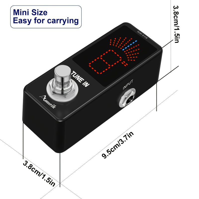 Pedal Afinador de Guitarra, Afinador Cromático para Guitarras Eléctricas y Bajos con Indicador de Tono Preciso ±1 Centido y True Bypass