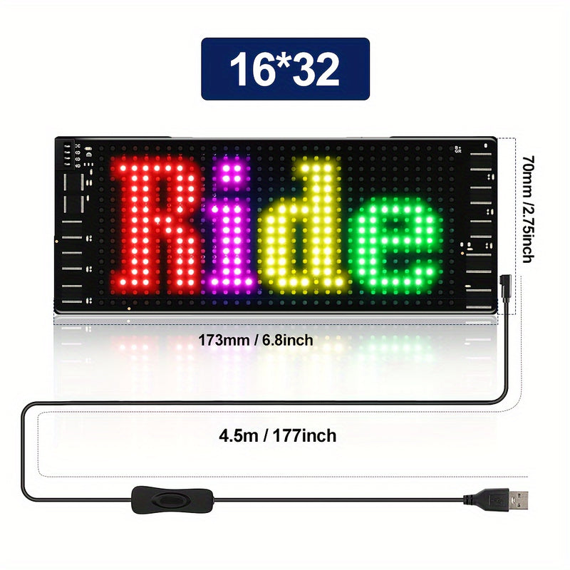 Panel LED de matriz de píxeles, letrero LED con desplazamiento, control por APP, USB 5V, flexible, direccionable RGB, patrones, texto animado, para tiendas, bares, publicidad y fiestas, 1 unidad