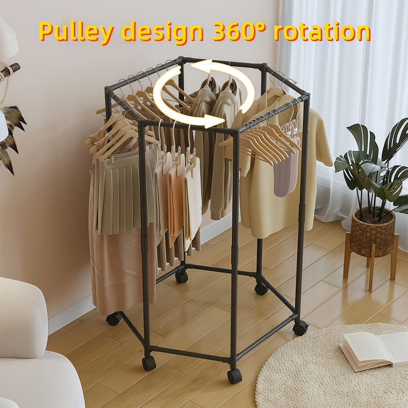 Colgador Hexagonal Giratorio 360° - Organizador Independiente de Acero al Carbono con Capacidad de 6.8 KG, Diseño Moderno en /Blanco para Dormitorio, Lavandería y Secado Móvil, Solución de Almacenamiento para Ropa