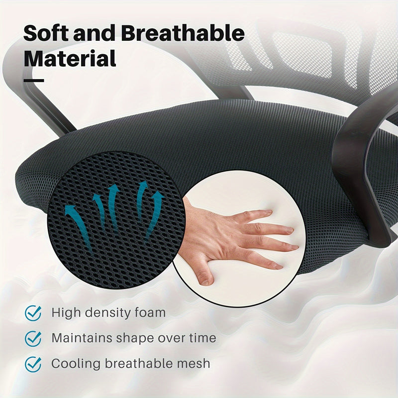 Una silla de oficina práctica, duradera y ergonómicamente diseñada con altura ajustable, respaldo de malla transpirable, soporte lumbar, estructura metálica resistente, ideal para hogares y compatibles con pisos duros