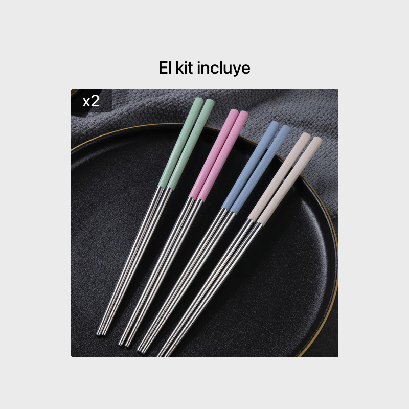 4 pares de palillos de acero inoxidable, palillos antideslizantes reutilizables, aptos para lavavajillas, regalo
