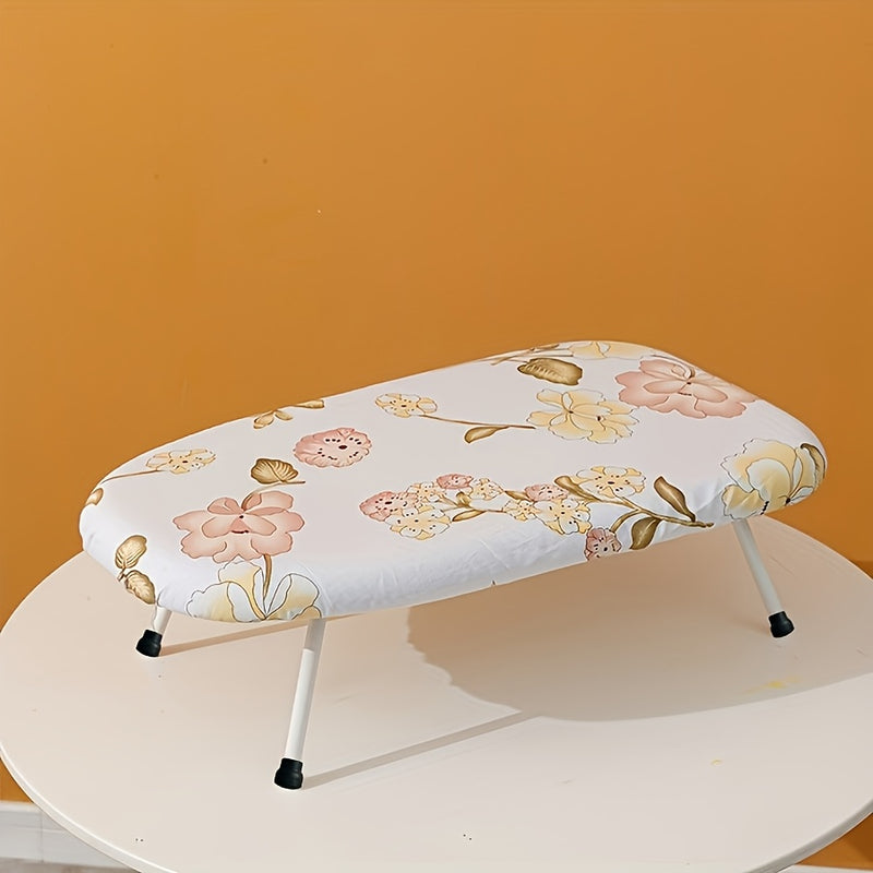 Portable Foldable Mini Ironing Board with Elegant Floral pattern - Lightweight Compact Ironing Board for Home, Travel, Apartments - Sturdy Construction, Space-Saving Design for Laundry, Clothes, Linens - Ideal for Small Spaces & On-the-Go Ironing, Home E