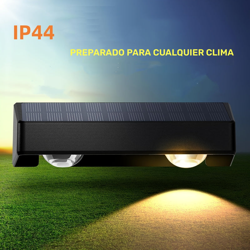 2/4/8pcs Luces Solares para Valla, RGB+Cálido Blanco+Frio Blanco Luces Solares para Valla con 11 Modos de Color, Luces Solares para Pared Exterior, Luces Solares para Terraza, Encendido/Apagado Automático de Anochecer a Amanecer Luces Solares para Jardín