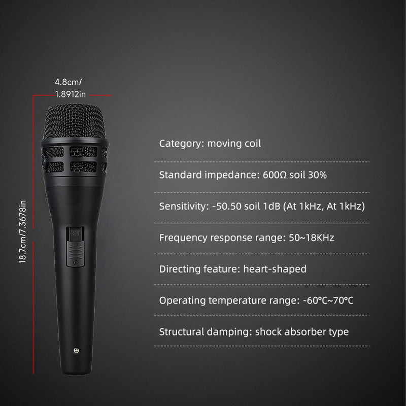 Microfono Dinámico KSM8 con Cable de Calidad Profesional Multifuncional para Karaoke, Presentaciones en Vivo y Grabación