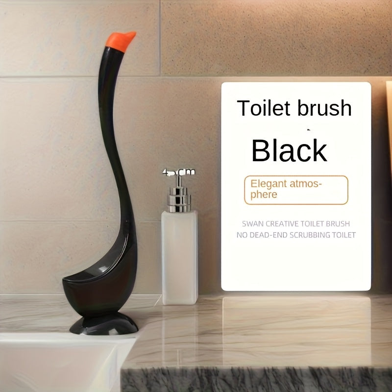 Un conjunto de cepillo de inodoro y soporte con diseño de dos colores, hecho de plástico, diseñado para una limpieza efectiva del baño con cerdas de 360°, adecuado para uso en casa, oficina y hoteles.
