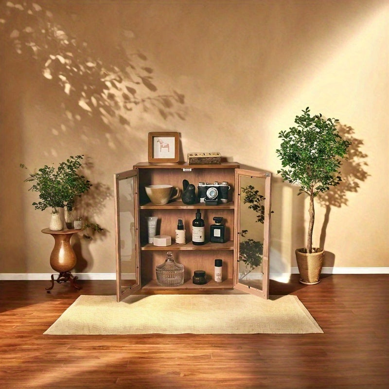Armario de Almacenamiento Retro de Madera con 22 Escenas y Tapa Abatible – Organizador Multifuncional para Cosméticos, Accesorios y Suministros de Oficina, Ideal para Dormitorio, Baño y Espacio de Trabajo, Incluye Película Protectora Transparente