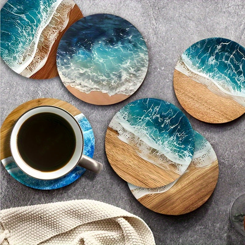 6 Posavasos de Playa Oceánica, Resistentes al Calor y Aislantes, Ideales para Cafés, Oficinas, Cocinas, Restaurantes, Regalo Perfecto para Cumpleaños o Navidad, Ideal para Acción de Gracias