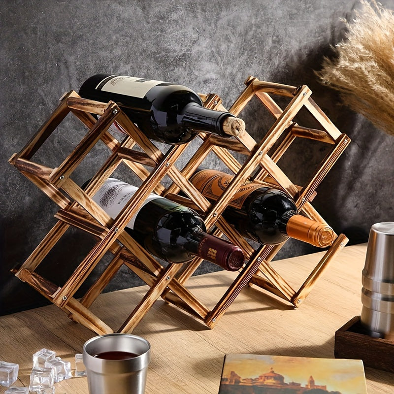 Estante de Vino de Madera Apilable - Diseño Plegable para Cocina y Comedor, Perfecto para Encimeras y Armarios