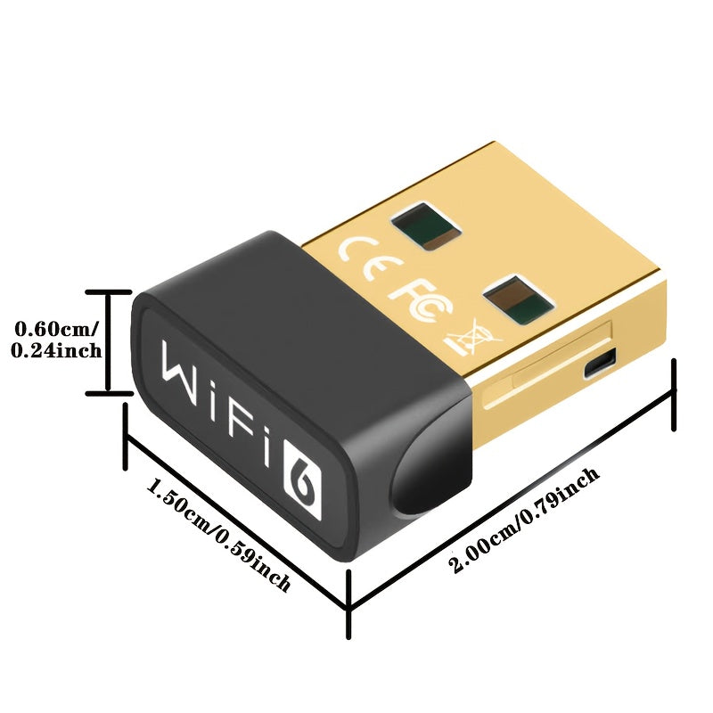 Tarjeta de Red Inalámbrica USB WIFI6 Dual-Band 2.4G/5G con Antena Integrada de Ganancia 2dBi, Compatible con Windows 7/10/11, Receptor WiFi y Transmisión AP Hotspot