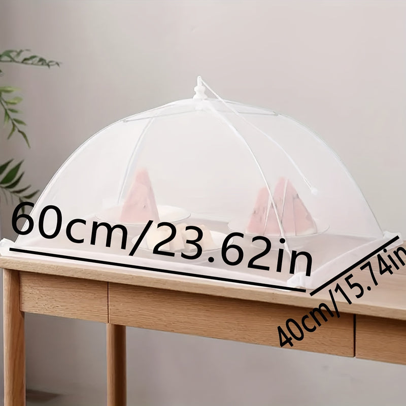 Juego de 1 cubierta plegable para alimentos de acero inoxidable con borde de encaje, gran protector contra polvo para fiestas al aire libre, picnics, asados y campamentos, accesorio de organización para cocina