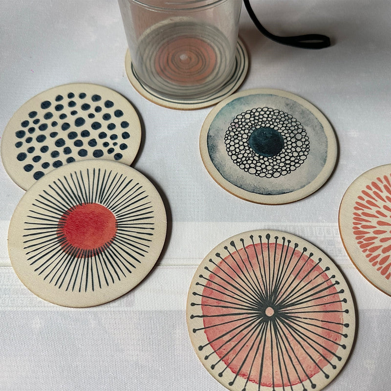 Juego de 6 Posavasos de Arte de Frutas de Verano - Resistentes al Calor, Antideslizantes y Decorativos para el Hogar, Oficina y Fiestas - 3.94" Cuadrados, Decoración de Mesa, Posavasos, Edición Limitada