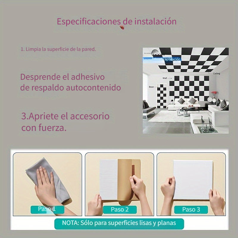 24 piezas de paneles de aislamiento acústico autoadhesivos cuadrados - Fibras blancas de baldosas acústicas para reducción de ruido en oficina, teatro en casa, aula