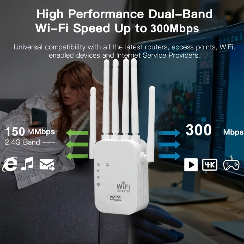Amplificador de señal WiFi regulado por EE. UU., extensor de WiFi con 6 antenas de 360°, compatible con WIFI6, puerto Ethernet, cobertura de hasta 11000 pies cuadrados, adecuado para más de 35 dispositivos.