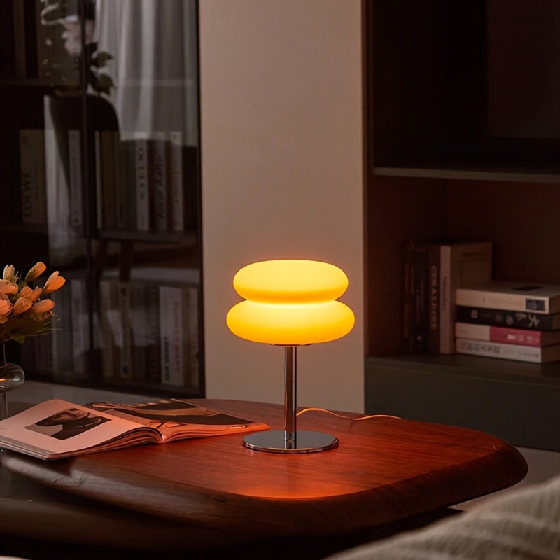 1 pieza de lámpara de mesa Macaron Hamburger - Luz ambiental con control de intensidad alimentada por USB con 3 modos de iluminación, luz blanca/natural/cálida, estilo Art Deco para sala de estar, dormitorio, oficina en casa - Ideal para mesitas de noche