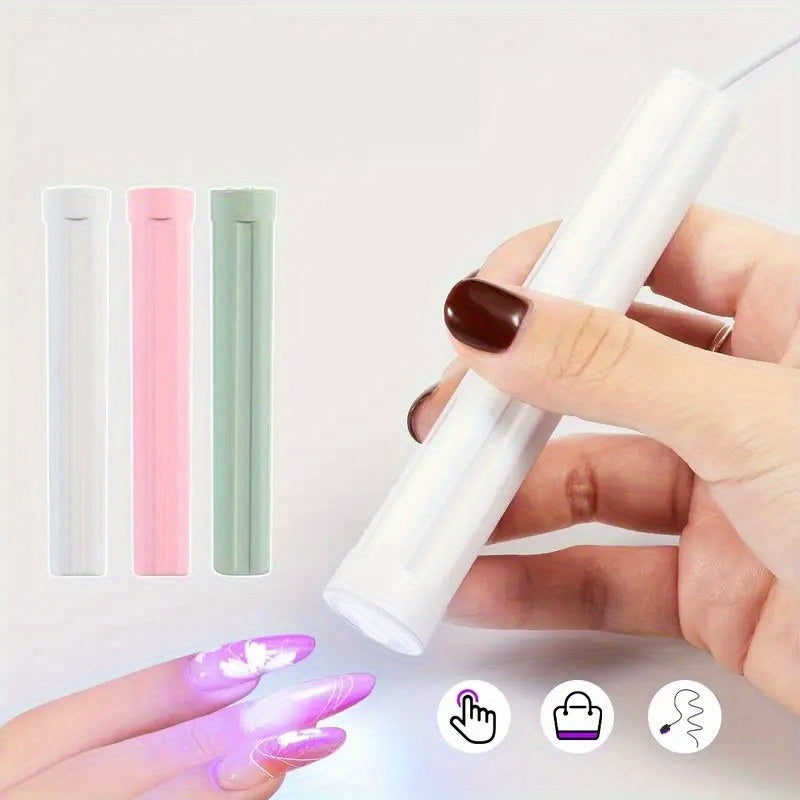 1pc Luz de Uñas Portátil Blanca (Tres Luces) / Rosa - Mini Limpiaúñas Rápido Secado, Modelo Concentrado con Enchufe, Cortaúñas Pequeño y Ligero