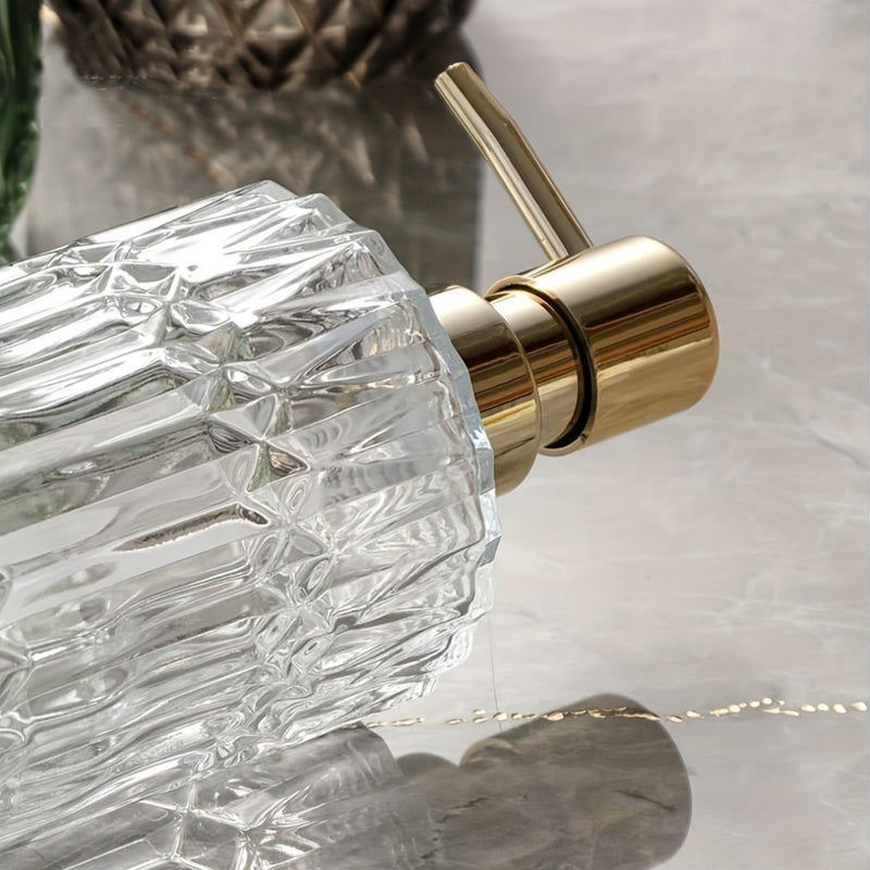 Botella dispensadora de vidrio, bomba para jabón líquido con textura 3D, base independiente, decoración para baño, ideal para shampoo, acondicionador, productos de baño y suministros para el hogar y cocina, 1 unidad