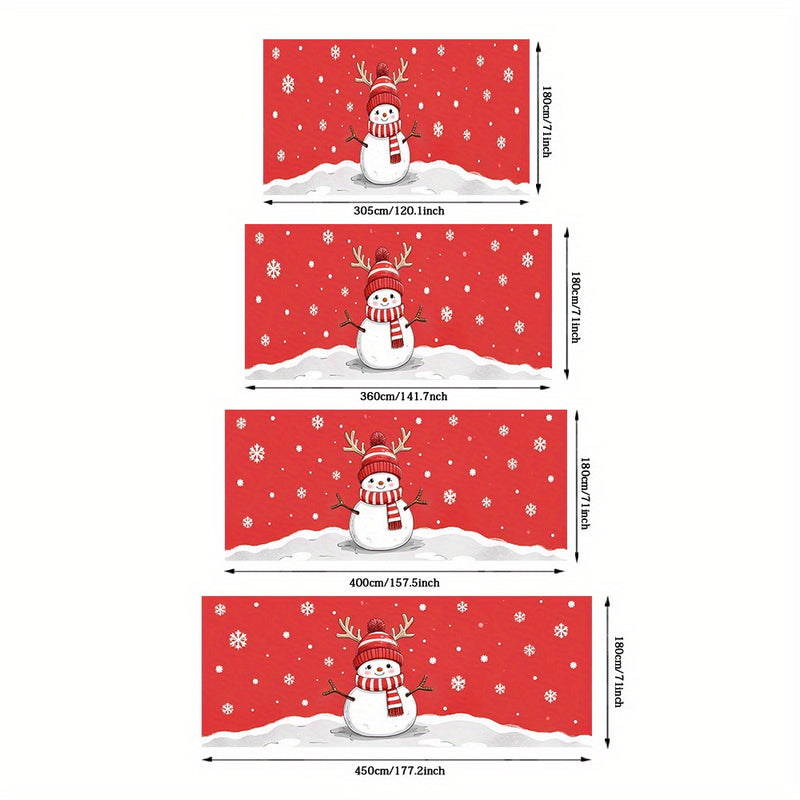 2D Banner de Puerta, 1 Pieza, Fiesta Navideña, Alce y Hombre de Nieve 2D, Impresión Plana, Banner de Puerta de Garaje - Decoración de Vacaciones Duradera de Poliéster con Copos de Nieve Rojos, Perfecto para Navidad, Bodas, Fiestas Hawaianas y Decoración
