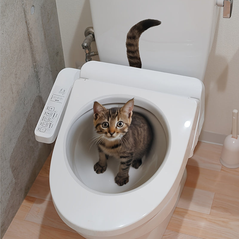 Cubierta de inodoro de gato 3D de un solo uso, estampado de animal, autoadhesivo de PVC, superficie de plástico, con decoración de baño M14555-NL