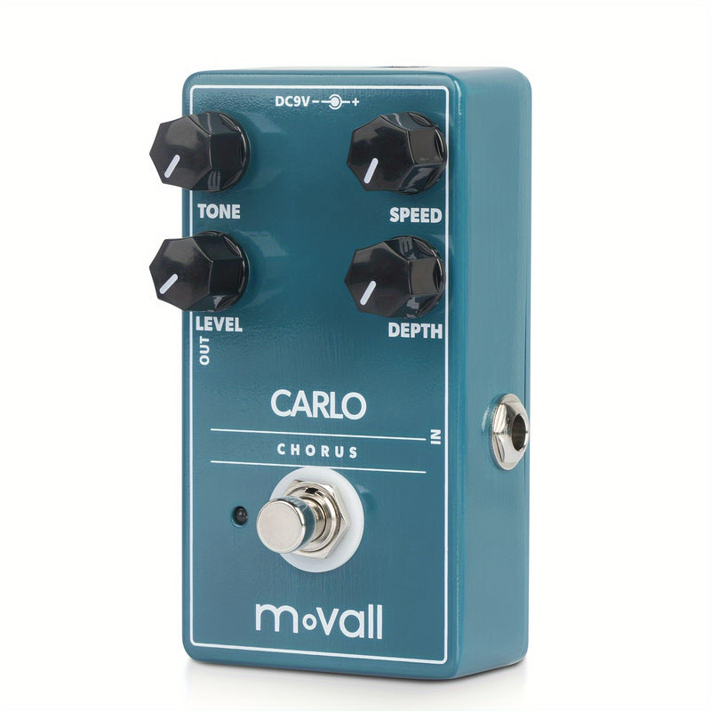 MOVALL MP112 Carlo Chorus Pedal de Efectos para Guitarra Analógica - Aleación de Aluminio, Diseño Azul y Blanco, Control de Manivela, No Requiere Batería, Ideal para Actuaciones en Vivo y Sesiones de Grabación, Accesorio para Actuaciones en Vivo | Pedal
