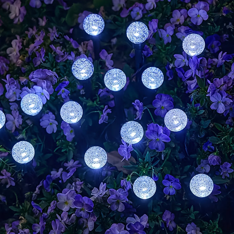20/40pcs Luces Solares para Jardín, Luces de Césped con 8 Modos de Iluminación, Ahorro Energético y Apagado Automático Diurno – Ideales para Verano, Entradas, Bodas, Fiestas, Camping, Navidad, Acción de Gracias y Decoraciones Cristalinas